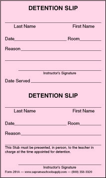 detention slips 281a school slip