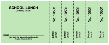 Weekly Lunch Ticket, Perforated-Numbered (28AN-NM) - Supreme School Supply
