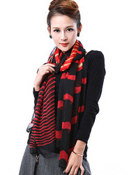[Sample] Tomorrow is today, Red printed scarf