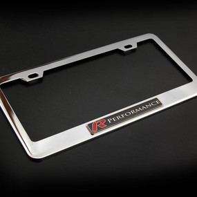 Red R performance Stainless Steel License Plate Frame with Screws and Screw Caps