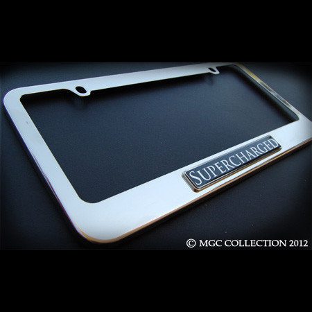 Supercharged Stainless Steel License Plate Frame with Screws and Screw Caps