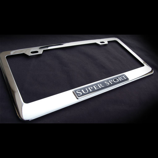 Super Sport Stainless Steel License Plate Frame with Screws and Screw Caps