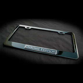 Chrome Edition Black Stainless Steel License Plate Frame with Screws and Screw Caps