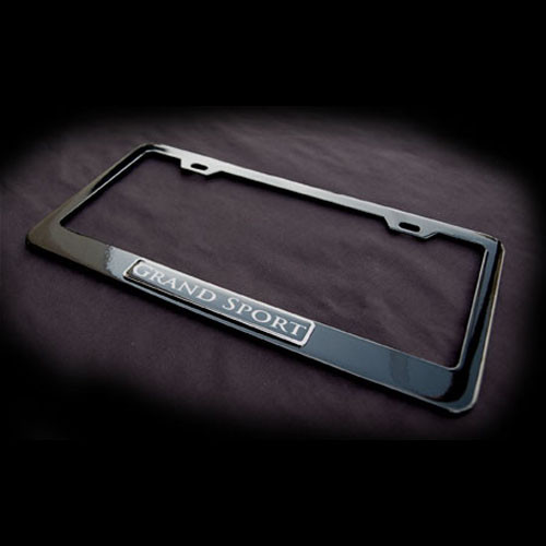 Grand Sport Black Stainless Steel License Plate Frame with Screws and Screw Caps