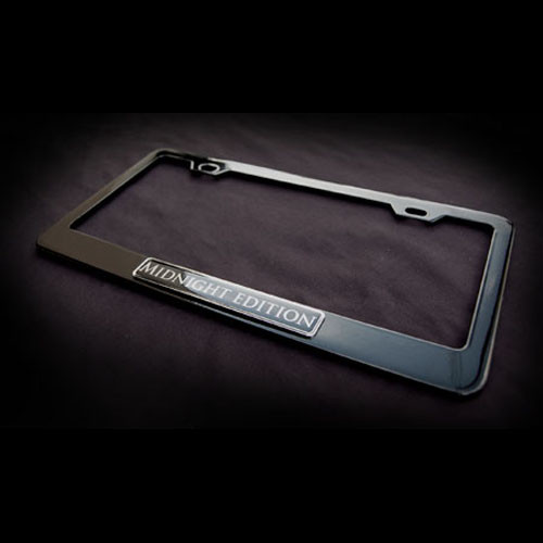 Midnight Edition Black Stainless Steel License Plate Frame with Screws and Screw Caps