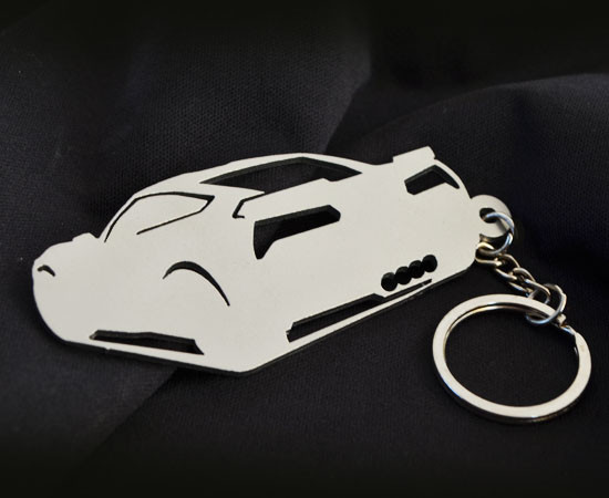 Custom Stainless Steel Keychain for Chevy Corvette Z06 Enthusiasts (back view)
