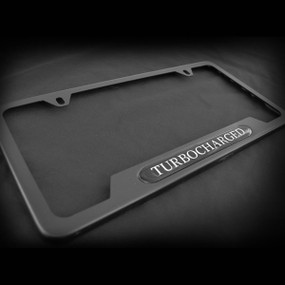 Turbocharged OE style Black Stainless Steel License Plate Frame with Screws and Screw Caps