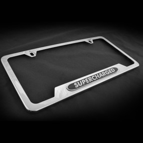 Supercharged OE Style Stainless Steel License Plate Frame with Screws and Screw Caps