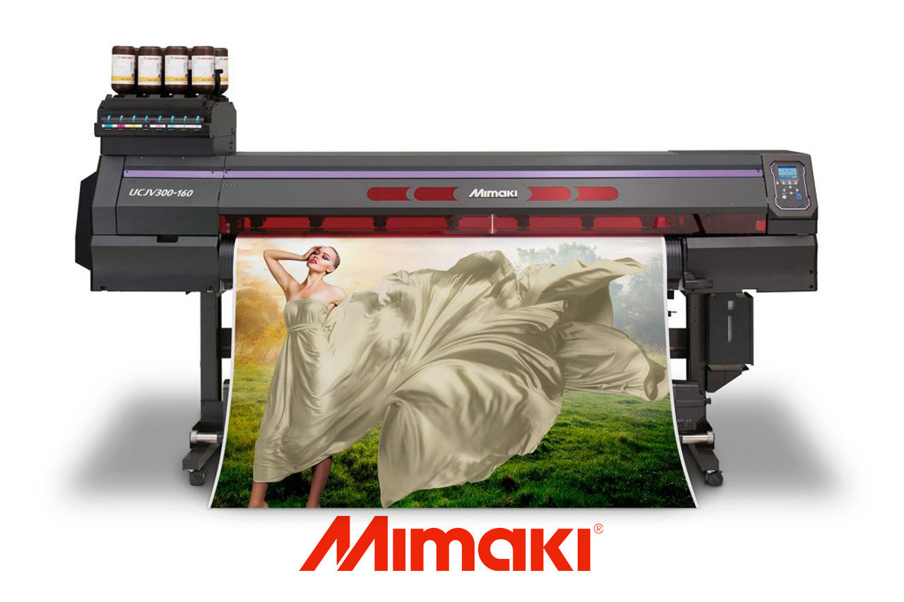 rig Far Korn Mimaki UCJV300-160 64” UV LED Printer/Cutter - White Ink | APC Ink