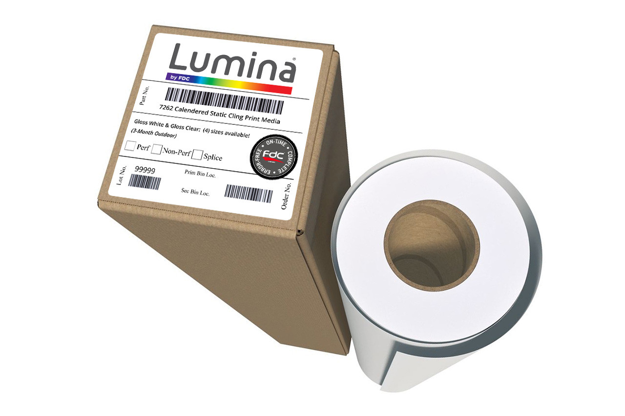 Lumina 7262 - Static Cling Calendered Window Print Film - (3-months, 7.5  Mil - White & Clear)