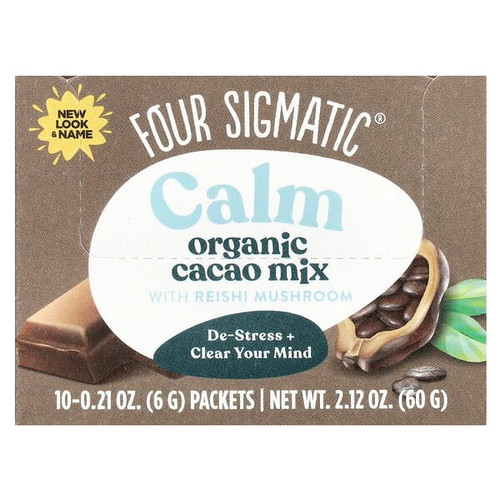 <img alt="Four Sigmatic, Calm, Organic Cacao Mix with Reishi Mushroom, 10 Packets, 0.21 oz (6 g) Each" title="Four Sigmatic, Calm, Organic Cacao Mix with Reishi Mushroom, 10 Packets, 0.21 oz (6 g) Each,4897039310462"