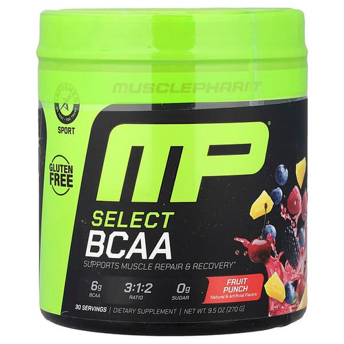 <img alt="MusclePharm, Select BCAA, Fruit Punch, 9.5 oz (270 g)" title="MusclePharm, Select BCAA, Fruit Punch, 9.5 oz (270 g),856737003827"