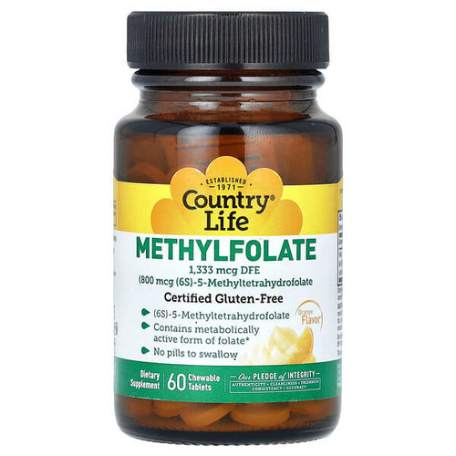 <img alt="Country Life, Methylfolate, Orange, 1,333 mcg DFE, 60 Chewable Tablets" title="Country Life, Methylfolate, Orange, 1,333 mcg DFE, 60 Chewable Tablets,015794063100"