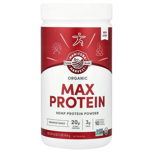 <img alt="Manitoba Harvest, Organic Max Protein Powder, Unsweetened, 1 lb (454 g)" title="Manitoba Harvest, Organic Max Protein Powder, Unsweetened, 1 lb (454 g),697658690037"
