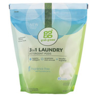 Grab Green, 3-in-1 Laundry Detergent Pods, Fragrance Free, 60 Loads, 2lbs, 6oz (1,080 g)
