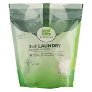 Grab Green, 3-in-1 Laundry Detergent Pods, Vetiver, 60 Loads,2lbs, 6oz (1,080 g)