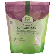Grab Green, 3-in-1 Laundry Detergent Pods, Lavender with Vanilla, 60 Loads,2lbs, 6oz (1,080 g)