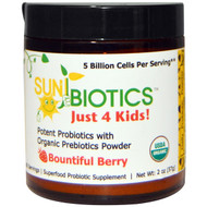 Sunbiotics, Just 4 Kids! Potent Probiotics with Organic Prebiotics Powder, Bountiful Berry, 2 oz (57 g)