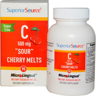 Superior Source, Vitamin C, Sour Cherry Melts, Sugar Free, 500 mg, 90 Instant Dissolve Melts