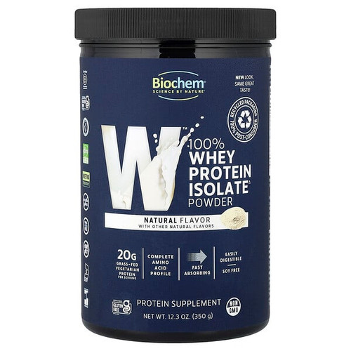 <img alt="Biochem, 100% Whey Protein Isolate Powder, Natural, 12.3 oz (350 g)" title="Biochem, 100% Whey Protein Isolate Powder, Natural, 12.3 oz (350 g),015794018407"