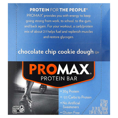 <img alt="NuGo Nutrition, ProMax Protein Bar, Chocolate Chip Cookie Dough, 12 Bars, 2.64 oz (75 g) Each" title="NuGo Nutrition, ProMax Protein Bar, Chocolate Chip Cookie Dough, 12 Bars, 2.64 oz (75 g) Each,743659129110"