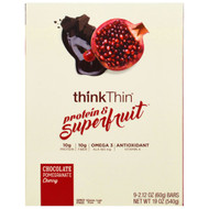 ThinkThin, Protein & Superfruit, Chocolate Pomegranate Cherry, 9 Bars, 2.12 oz (60 g) Each