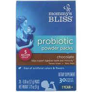 Mommys Bliss, Probiotic Powder Packs, Chocolate, 1 Year +, 30 Powder Packs, 0.06 oz (1.7 g) Each