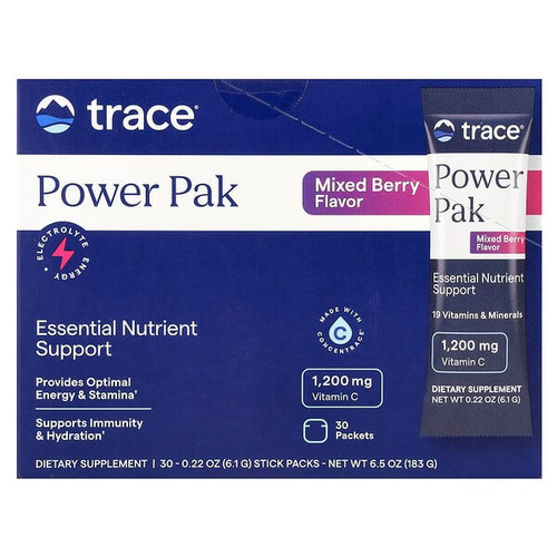 <img alt="Trace, Power Pak, Mixed Berry, 30 Packets, 0.22 oz (6.1 g) Each" title="Trace, Power Pak, Mixed Berry, 30 Packets, 0.22 oz (6.1 g) Each,878941002878"