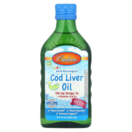 <img alt="Carlson, Kids Wild Norwegian, Cod Liver Oil + Vitamins A & D3, Bubble Gum, 8.4 fl oz (250 ml)" title="Carlson, Kids Wild Norwegian, Cod Liver Oil + Vitamins A & D3, Bubble Gum, 8.4 fl oz (250 ml),088395136306"