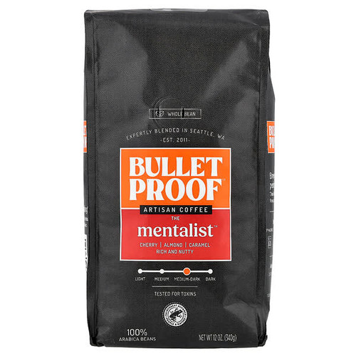 <img alt="BulletProof, Artisan Coffee, The Mentalist, Whole Bean, Medium-Dark Roast, 12 oz (340 g)" title="BulletProof, Artisan Coffee, The Mentalist, Whole Bean, Medium-Dark Roast, 12 oz (340 g),815709021320"