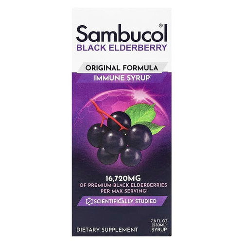 <img alt="Sambucol, Black Elderberry Immune Syrup, Original Formula, 16,720 mg, 7.8 fl oz (230 ml)" title="Sambucol, Black Elderberry Immune Syrup, Original Formula, 16,720 mg, 7.8 fl oz (230 ml),896116001112"
