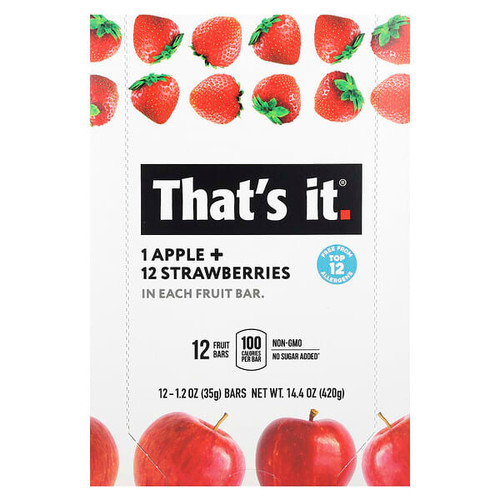 <img alt="Thats It, Fruit Bars, Apple + Strawberries, 12 Bars, 1.2 oz (35 g) Each" title="Thats It, Fruit Bars, Apple + Strawberries, 12 Bars, 1.2 oz (35 g) Each,850397004224"