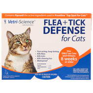 Vetri-Science, Flea + Tick Defense for Cats 8 Weeks or Older, 3 Applicators, 0.017 fl oz Each