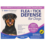 Vetri-Science, Flea + Tick Defense for Dogs 89-132 lbs., 3 Applicators, 0.136 fl oz Each