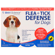 Vetri-Science, Flea + Tick Defense for Dogs 23-44 lbs., 3 Applicators, 0.045 fl oz Each