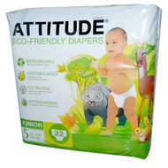 ATTITUDE, Diapers, Junior, Size 5, 27+ lbs (12+, 22 Diapers
