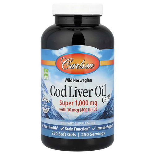 <img alt="Carlson, Wild Norwegian, Cod Liver Oil Gems, 1,000 mg, 250 Soft Gels" title="Carlson, Wild Norwegian, Cod Liver Oil Gems, 1,000 mg, 250 Soft Gels,088395013027"