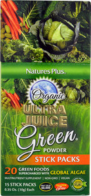 Natures Plus, Organic Ultra Juice Green Powder Stick Packs, 15 Stick Packs, 0.35 oz (10 g) Each