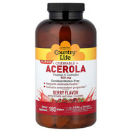 <img alt="Country Life, Chewable Acerola, Vitamin C Complex, Berry, 180 Wafers" title="Country Life, Chewable Acerola, Vitamin C Complex, Berry, 180 Wafers,015794072119"