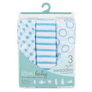 Ideal Baby By The Makers of Aden + Anais Boy Muslin Swaddles Sunny Side - 3 Pack