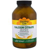 Country Life Chewable Calcium Citrate with Vitamin D3 Orange -- 120 Chewable Wafers