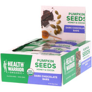 Health Warrior Pumpkin Seed Bar Gluten & Dairy Free Dark Chocolate -- 12 Bars
