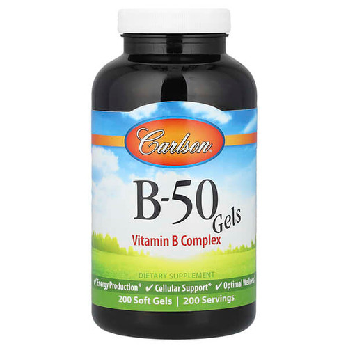 <img alt="Carlson, B-50 Gel, Vitamin B Complex, 200 Soft Gels" title="Carlson, B-50 Gel, Vitamin B Complex, 200 Soft Gels,088395020629"