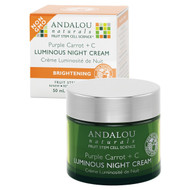 Andalou Naturals, Luminous Night Cream, Purple Carrot + C, Brightening, 1.7 fl oz (50 ml)