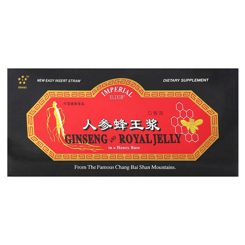 <img alt="Imperial Elixir, Ginseng and Royal Jelly, 30 Bottles, 0.34 fl oz (10 ml) Each" title="Imperial Elixir, Ginseng and Royal Jelly, 30 Bottles, 0.34 fl oz (10 ml) Each,715783393156"