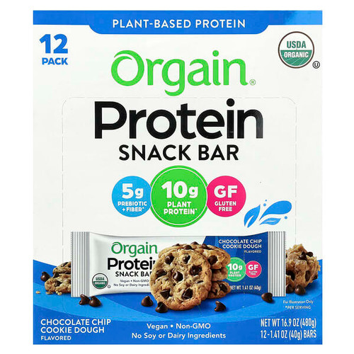 <img alt="Orgain, Plant-Based Protein Snack Bar, Chocolate Chip Cookie Dough, 12 Bars, 1.41 oz (40 g) Each" title="Orgain, Plant-Based Protein Snack Bar, Chocolate Chip Cookie Dough, 12 Bars, 1.41 oz (40 g) Each,851770006361"