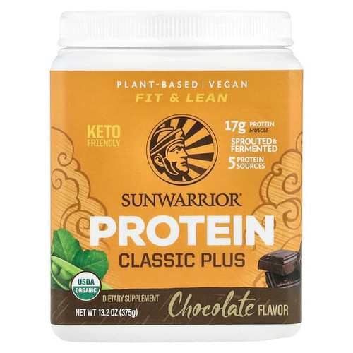 <img alt="Sunwarrior, Classic Plus Protein, Chocolate, 13.2 oz (375 g)" title="Sunwarrior, Classic Plus Protein, Chocolate, 13.2 oz (375 g),814784024165"