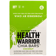 Health Warrior Chia Bars Gluten Free Vegan Coconut -- 15 Bars