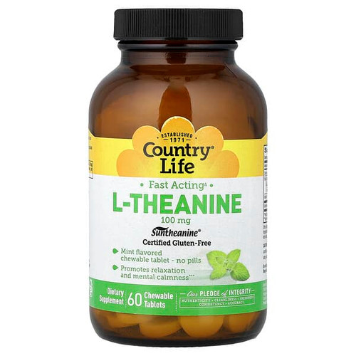 <img alt="Country Life, L-Theanine, Mint, 100 mg, 60 Chewable Tablets" title="Country Life, L-Theanine, Mint, 100 mg, 60 Chewable Tablets,015794014140"