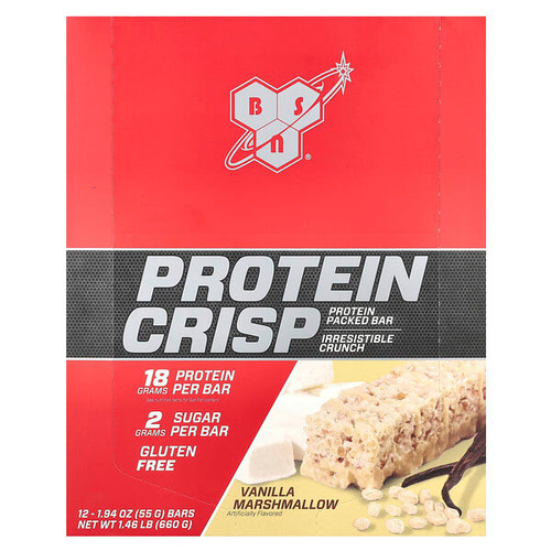<img alt="BSN, Protein Crisp, Vanilla Marshmallow, 12 Bars, 1.94 oz (55 g) Each" title="BSN, Protein Crisp, Vanilla Marshmallow, 12 Bars, 1.94 oz (55 g) Each,834266906925"